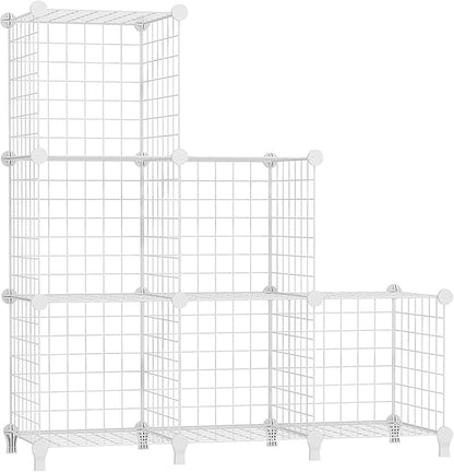 AWTATOS Wire Cube Storage Organizer, Closet Organizers and Storage, Metal 6 Cube Storage Shelves Bookshelf, Portable Closet Clothes Organizer for Bedroom, Home, Office, White