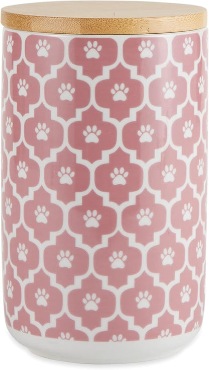 Bone Dry Lattice Collection Pet Bowl & Canister, Treat Canister, 4x6.5", Rose
