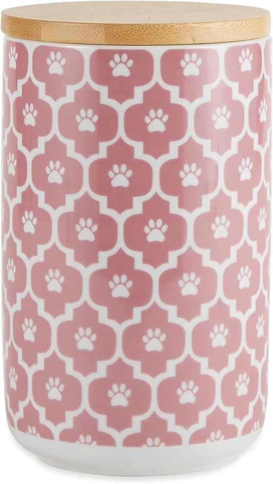 Bone Dry Lattice Collection Pet Bowl & Canister, Treat Canister, 4x6.5, Rose (Pack of 6)