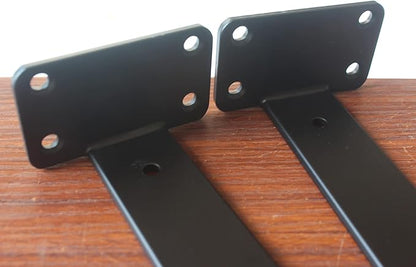 8 Pack - 6 inch Black Hidden L Shelf Bracket (1/5 Inch Thicked) Iron Floating Shelf Brackets Rustic Industrial Metal Brackets for Shelf Support