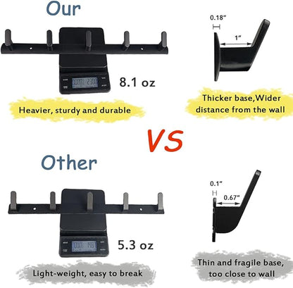 Wall Mounted Coat Racks with 5 Hooks Hanging Holder Towel Rack 17.7"x1.3" Modern Black Hanging for Clothes Entryway Bathroom (5 Hooks(2 Packs))