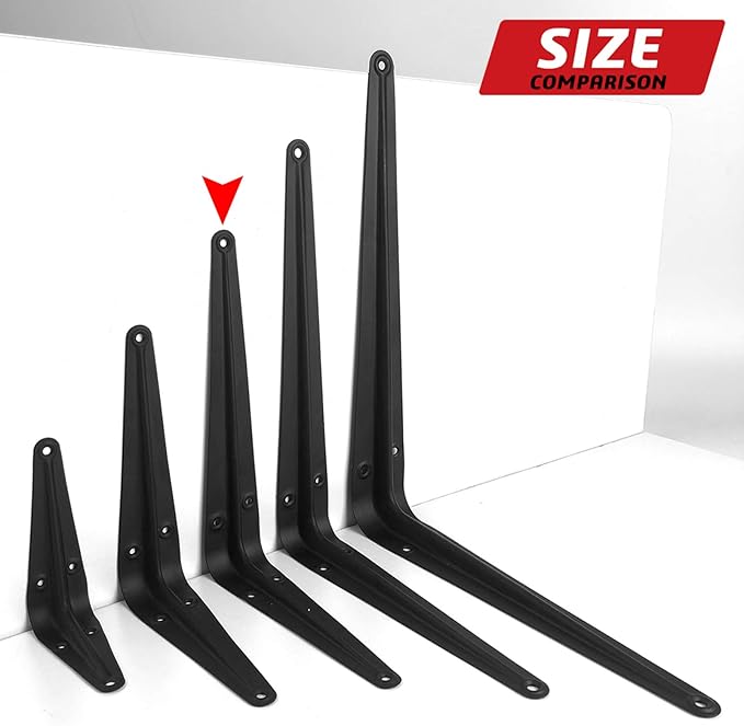 20 Pcs Shelf Brackets 8 Inch, Floating Shelf Bracket Heavy Duty Black Steel L Brackets for Shelves Decorative Wall Mount Joint Angle Brackets for Shelf with Screws