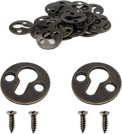 50pcs Round 25mm / 1-inch Mortise Type Metal Keyhole Hangers Shelf Brackets Picture Frame Hanging Plate (Antique Bronze)