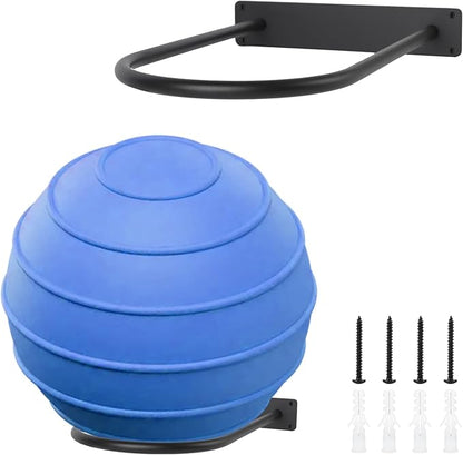 Stability Ball Holder Wall Mount - Heavy Duty Exercise & Yoga Ball Storage Rack for Home, Yoga Studios, and Commercial Gyms - Space-Saving Design for Stability Balls up to 85cm(Black 2-pack)