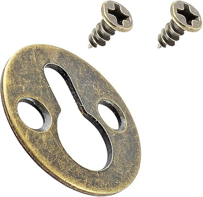 Piutouyar 48Pcs Round Keyhole Hangers, Picture Frame Shelf Keyhole Bracket Metal Keyhole Hanger Fasteners with Screws (Bronze Tone)