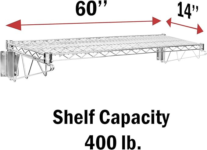 Wall Mount Wire Shelf (Chrome, 14" Deep x 60" Wide)