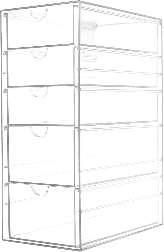 Makeup Organizer, Desk Organizer, Drawer Organizer Makeup Hair Accessories Organizer with 5/6 Sliding Drawers Large Capacity Drawer Storage for Cosmetic Jewelry Pen Stationary (5 layers)