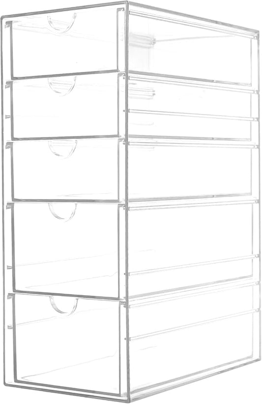 Makeup Organizer, Desk Organizer, Drawer Organizer Makeup Hair Accessories Organizer with 5/6 Sliding Drawers Large Capacity Drawer Storage for Cosmetic Jewelry Pen Stationary (5 layers)