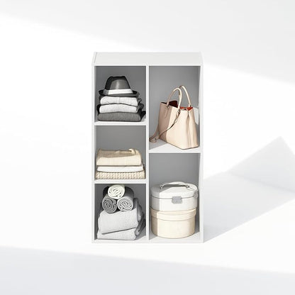 Furinno Reed Closet Organizers and Storage, 5-Cube Reversible Closet Shelves, Closet Organization Shelf, 9.4 x 19.5 x 31.5, for Bedroom, Closet, White