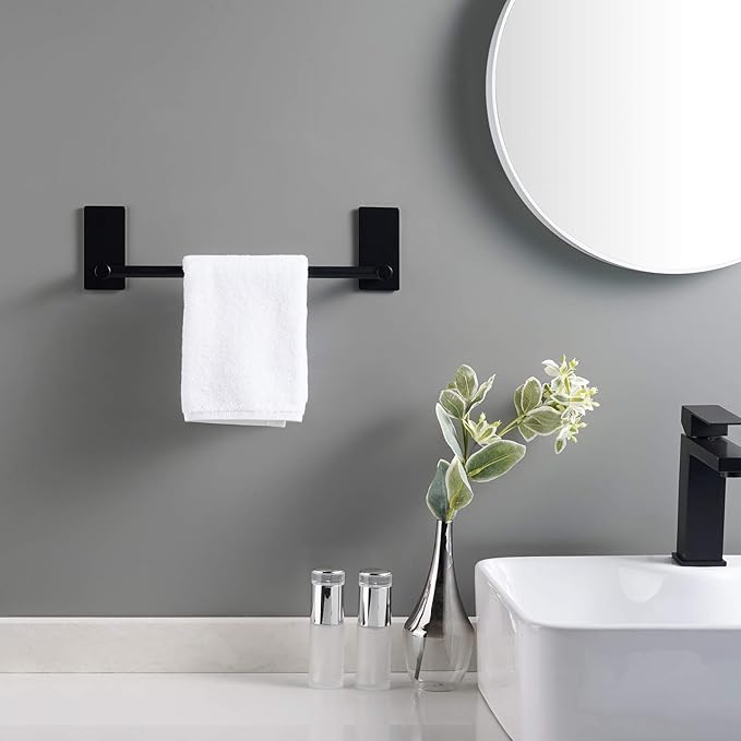KES 12-Inch Towel Bar for Bathrooms, Adhesive Hand Towel Holder, Wall Mounted No Drill SUS 304 Stainless Steel Matte Black, A7000S30-BK