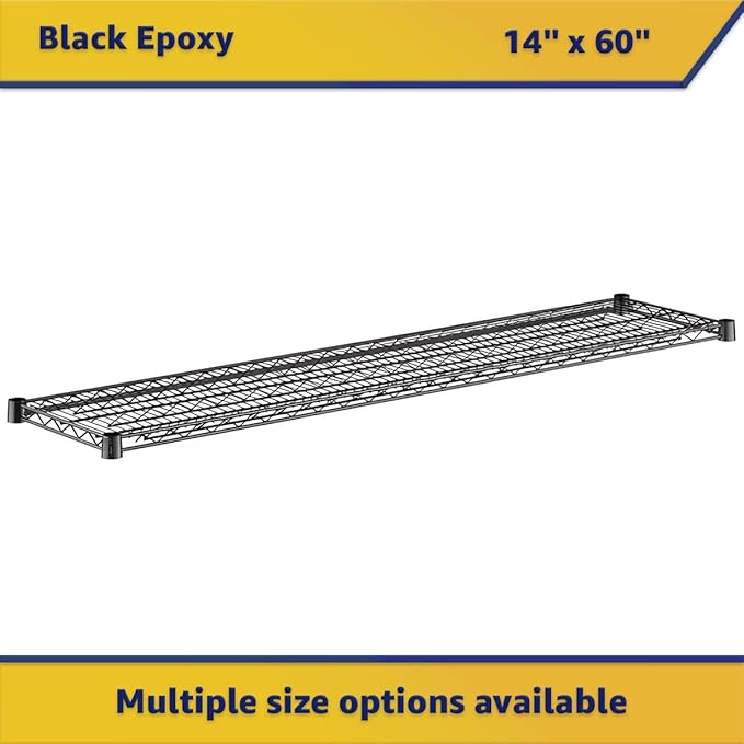 2-Pack Black 14" x 60" Additional Wire Shelf for Shelving Units, Replacement Shelves for Wire Rack