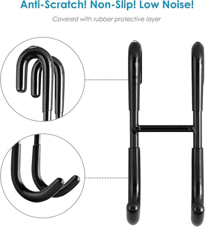 Simtive Shower Door Hooks (2-Pack), Towel Hooks for Bathroom Frameless Glass Squeegee Hooks, Black