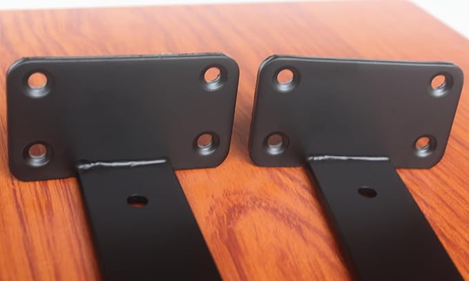 8 Pack - 16 inch Black Hidden L Shelf Bracket (1/5 Inch Thicked) Iron Floating Shelf Brackets Rustic Industrial Metal Brackets for Shelf Support