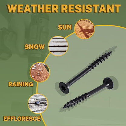 LIONMAX Deck Screws #14 x 7 Inch, 50 PCS, Black Long Wood Screw, Rust Resistant, Exterior Epoxy Coated for Outdoor Decking, Torx/Star Drive Head, T30 Star Bit Included