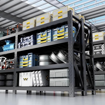 48" W Garage Shelving,4-Tier Heavy Duty Storage Shelves Unit with Adjustable Metal Shelf for Warehouse,Basement,Workshop,4200LBS,48" W x 24" D x 79" H,Black