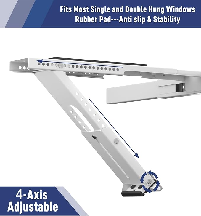 LEOPO No Drilling Air Conditioner Support Bracket,HVAC Brackets Fits Single & Double-Hung Windows, Heavy Duty Outdoor Wall Mounted Window AC Bracket，Holds Up to 150lbs, for 5000-12000 BTU Units