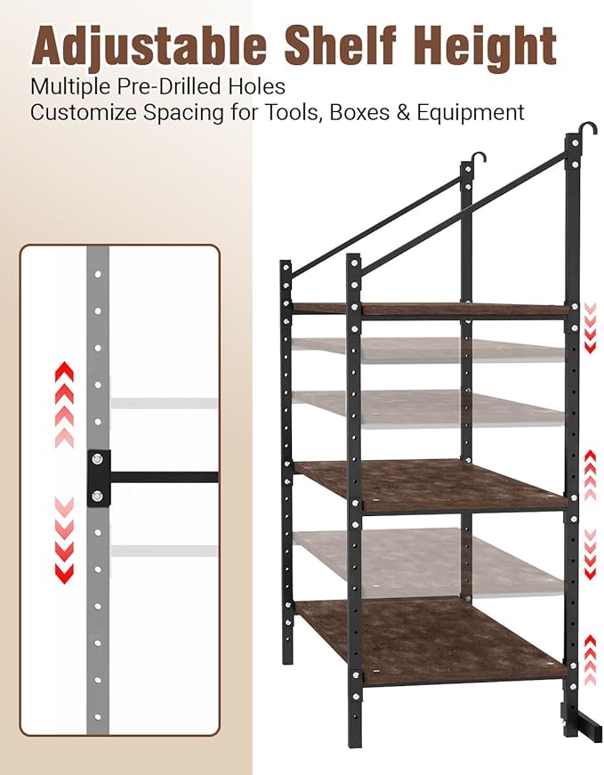 Heavy Duty Shipping Container Shelving Brackets, 3-Layer Cargo Container Shelves Shelf for DIY Storage System, Steel Rack Support for Tools Equipment Garage Farm Workshop, Sets of 4