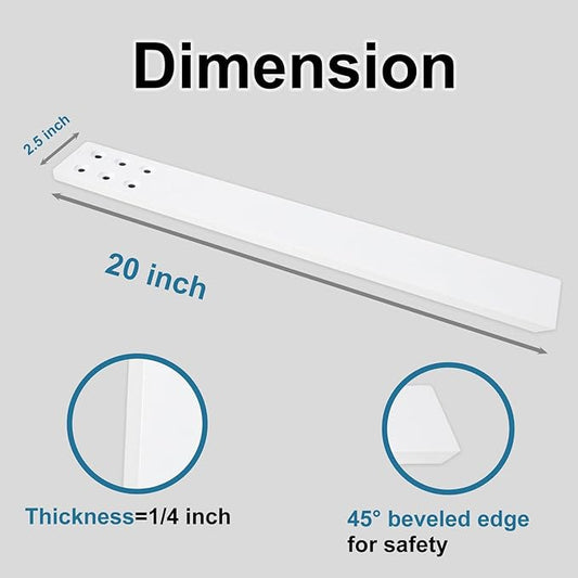 Countertop Support Bracket 4 Pack 20" Lx 2.5" W Hidden White Knee Wall Support Countertop Bracket 3/8" Thick Heavy Duty for Quartz/Granite/Wood/Concret Countertops Screws Included