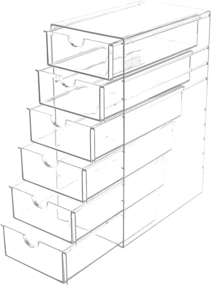 Makeup Organizer, Desk Organizer, Drawer Organizer Makeup Hair Accessories Organizer with 5/6 Sliding Drawers Large Capacity Drawer Storage for Cosmetic Jewelry Pen Stationary (6 layers)