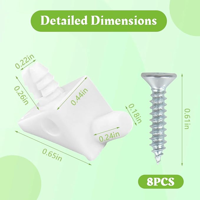 SuperDi White Shelf Support Pins Brackets with Self-Tapping Screws Compatible with IKEA Part 101558 (Pax, KOMPLEMENT) 90° Angle Brace Wedge (8 PCS