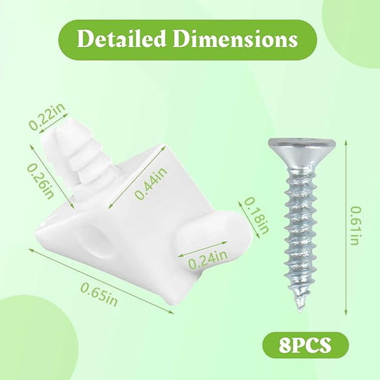 SuperDi White Shelf Support Pins Brackets with Self-Tapping Screws Compatible with IKEA Part 101558 (Pax, KOMPLEMENT) 90° Angle Brace Wedge (8 PCS