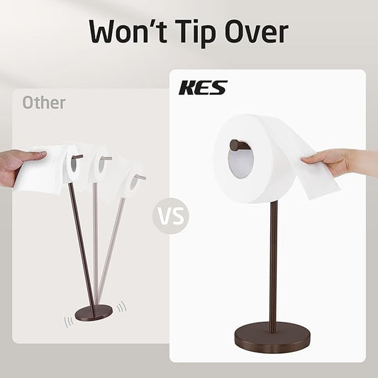KES Bronze Toilet Paper Holder Stand, Toilet Roll Holder Free Standing with Heavy Base, 18/8 Stainless Steel, BPH283S1-BB