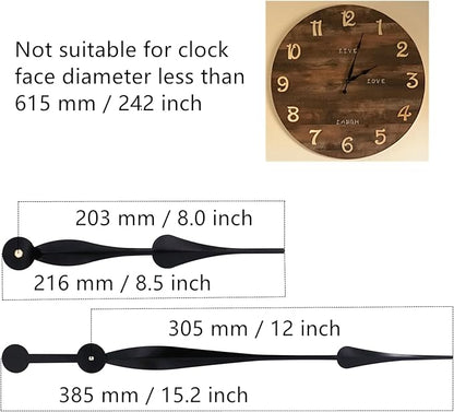 TIKROUND Youngtown High Torque Long Shaft Clock Movement Mechanism with 12 Inch Long Spade Hands