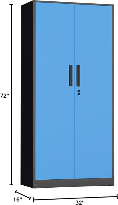 INTERGREAT Metal Storage Cabinet,72" Steel Lockable File Cabinet with Locking Doors and Adjustable Shelves,Locking Tool Cabinets for Office,Home,Garage,Gym,School (Black Blue)