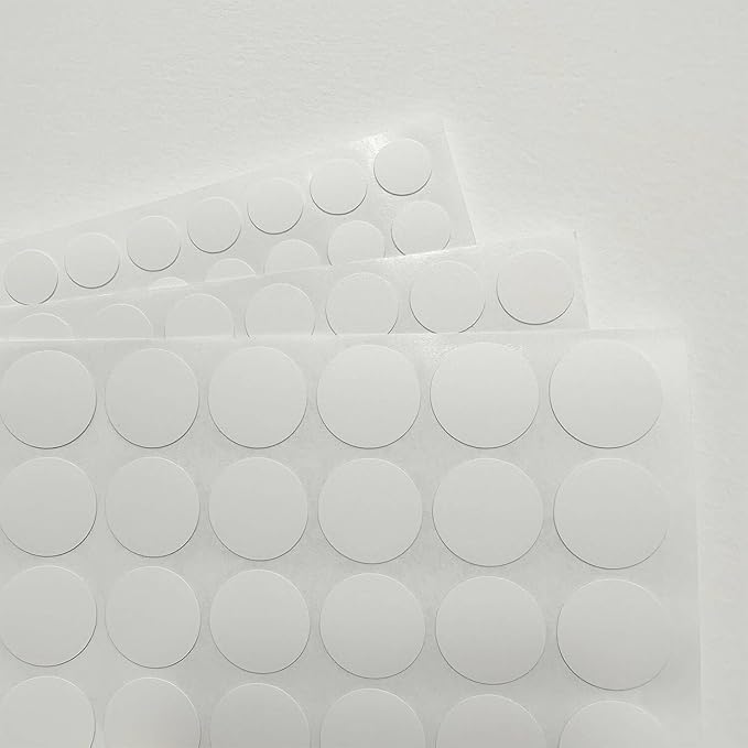 3 Sheets 290 Pcs Screw Hole Cover Stickers, 12 mm/15 mm/21 mm White Screw Covers Self-Adhesive Caps Wood Stickers for Furniture (White)