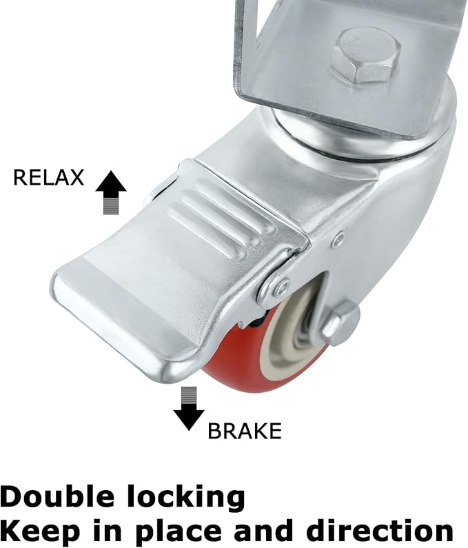 4PCS Storage Rack Caster Wheels,3" Heavy Duty Locking Caster Wheels Warehouse Shelf & Storage Racks Accessories,Fit for Boltless Self Locking Shelving Racks,500LB Capacity