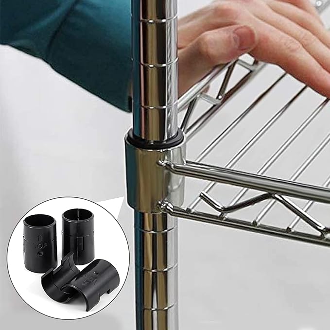 50 Pcs Wire Shelving Shelf Lock Clips for 1" Post - 25 Pairs of Shelving Sleeves Replacements for Wire Shelving System Plastic Accessories Parts