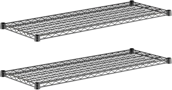 2-Pack Black 18" x 48" Additional Wire Shelf for Shelving Units, Replacement Shelves for Wire Rack