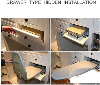 Hiding Ironing Board Foldable Ironing Station in Cabinet for Apartment & Small Room | Sturdy Folding Board, Easy-Release Lever 11.8 (W) x 5.5 (H) x Length 16.9 (L) White