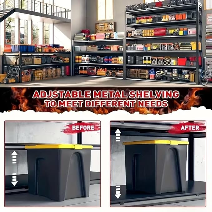 Garage Shelving, Heavy Duty Storage Shelves Metal Shelf Unit Adjustable Industrial Storage Racks for Shop,Warehouse,Basement (5T 84 * 55 * 24, 5)