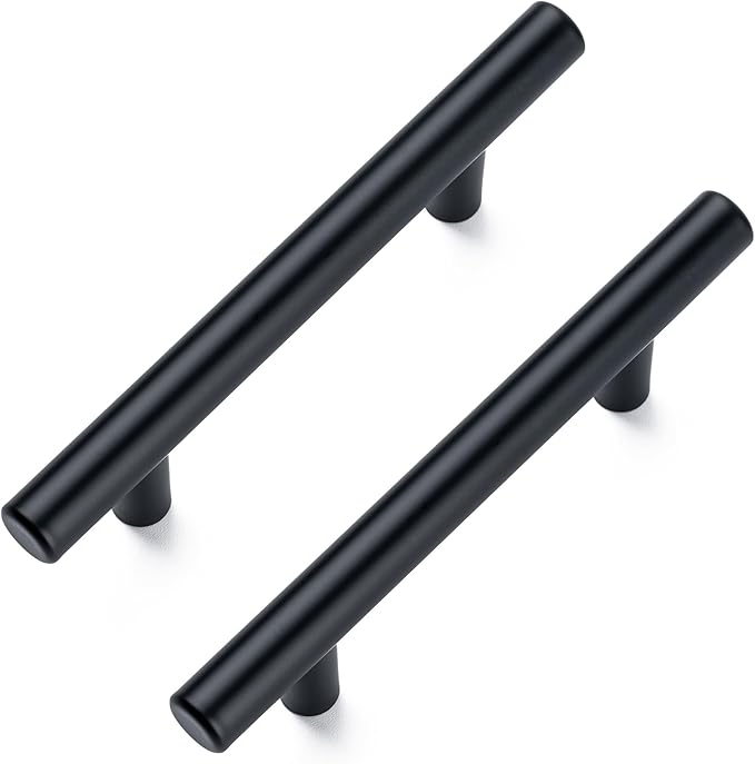 20 Pack Cabinet Pulls Matte Black Stainless Cabinet Handles, for Kitchen and Bathroom Cabinets, 5 Inch Length, 3 Inch Hole Center
