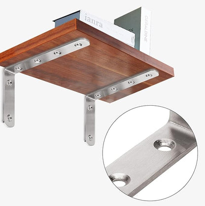 YUMORE L Bracket, 5" x 3" Max Load: 35lb/15KG Heavy Duty Stainless Steel Solid Shelf Support Corner Brace Joint Right Angle Bracket, Pack of 4