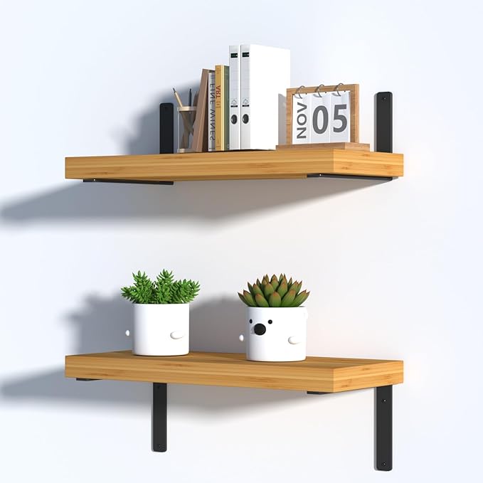 12 Pack - L 9" x H 6" x W1.5, 5mm Thick Black L Shelf Bracket, Iron Shelf Brackets, Metal Shelf Brackets, Floating Shelf, Shelf Supports with Screws