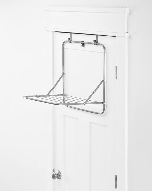 Whitmor Over The Door Drying Rack, 6 Rod Foldable Clothes Drying Rack, Holds 20 lbs, Heavy Duty Towel Rack for Laundry Room, Bathroom, Bedroom, 20" L x 16.14" W x 22" H, Grey