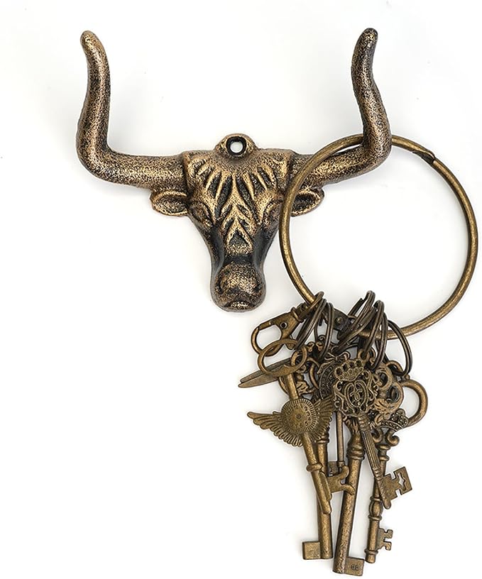 1 Pack Cast Iron Wall Hook,Animal Towel Hook,Key Hanger,Bull Head Wall Decor,Entryway Coat Hooks,Old Farmhouse Decor