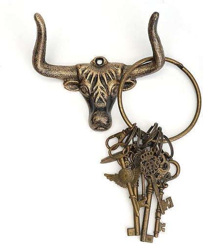 1 Pack Cast Iron Wall Hook,Animal Towel Hook,Key Hanger,Bull Head Wall Decor,Entryway Coat Hooks,Old Farmhouse Decor