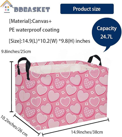 Rectangular Valentine's Day Baskets,Heart Basket,Pink Girls Basket Kids Storage Bin Love Room Decor for Home.(Sweet heart)