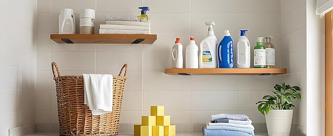 2 Pack - 6 inch Black Hidden L Shelf Bracket (1/5 Inch Thicked) Iron Floating Shelf Brackets Rustic Industrial Metal Brackets for Shelf Support