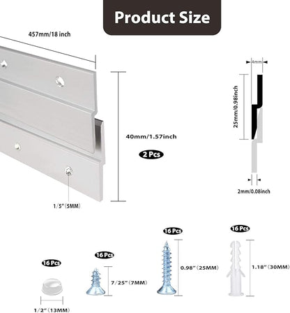 French Cleat Picture Hanger 18 Inches - 2 Pairs - Aluminum Z Hanger Supports 90lbs - Interlocking Wall Mounting Bracket Hardware Kit for Hanging Mirrors, Picture, Shelf, Whiteboard, Art, Frames