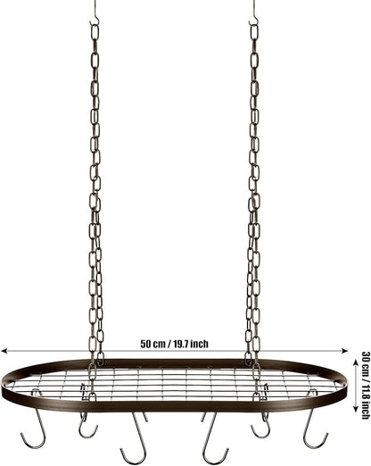 20 Inch Pots and Pans Organizer Hanging Rack Pot and Pan Organizer with 20 S Hooks for Home, Restaurant, Kitchen Cookware, Utensils, Books, Household(Bronze)