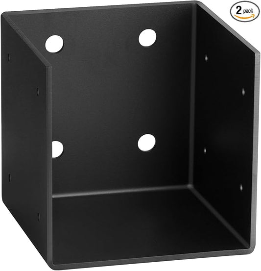 2 Pack 11 Gauge(3 mm Thick) Pergola Wall Mount Bracket for 6x6 Post,Black