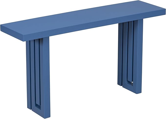 Uniquely Designed Oak Veneer Console Table, Modern Long Sofa Side Table with Distinctive Side Shapes, Suitable for Entryway, Hallway, Living Room, Foyer, Corridor,Easy Assembly (Navy Blue-RT41)