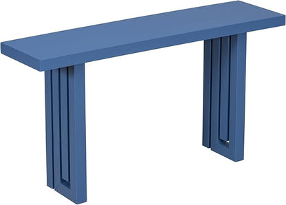 Uniquely Designed Oak Veneer Console Table, Modern Long Sofa Side Table with Distinctive Side Shapes, Suitable for Entryway, Hallway, Living Room, Foyer, Corridor,Easy Assembly (Navy Blue-RT41)
