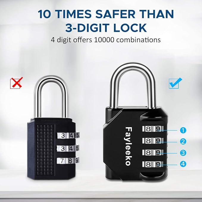 Combination Lock, 4 Digit Combination Padlock for School Gym Sports Locker, Fence, Toolbox, Case, Hasp Cabinet Storage (2 Pack, Dark Blue & Black)