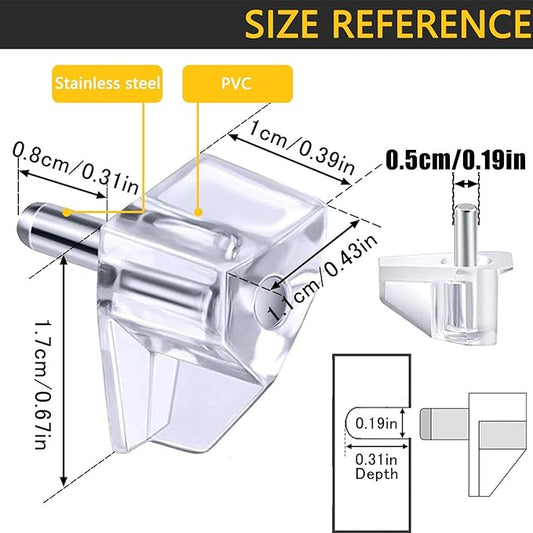 Clear Plastic Shelf Support Pegs - 5mm Cabinet Shelf Pins (50 Pieces)