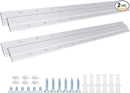 French Cleat Picture Hanger, Aluminum Z Hanger Supports 120lbs - Interlocking Wall Mounting Bracket Hardware Kit for Hanging Mirrors, Picture, Shelf, Whiteboard, Art, Frames (24 inch-2 Pairs)